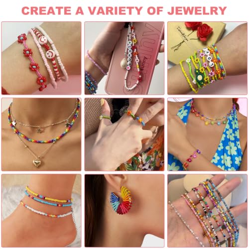 4mm Seed Beads Jewelry Making Kit with 24 Colors & Charms - Bracelets & Accessories