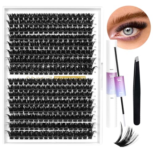 LANKIZ DIY Lash Extensions, 72pcs Wispy Lash Clusters,16mm Individual Lashes, Soft & Natural Cluster Eyelash Extensions