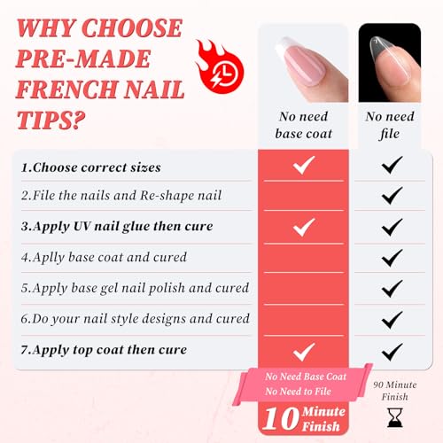 Bellelfin 120Pcs Long French Tip Press on Nails Square Black Fake Nails French Tip, Full Cover Matte Glue on False Nails Nude Acrylic Nails Press on for Women Girls Artificial Fingernails