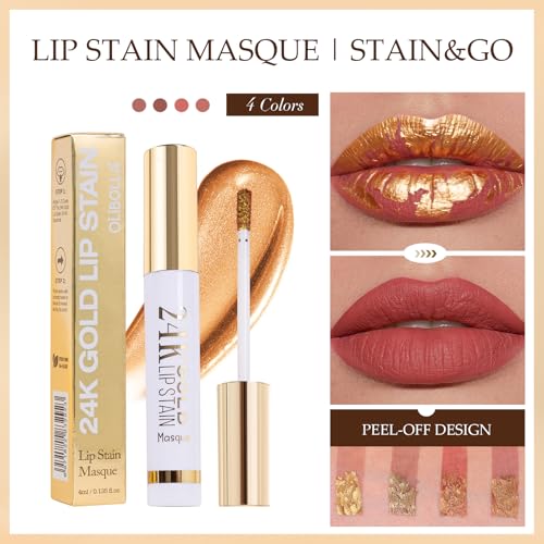 Peel Off Lip Stain-Long Lasting & Waterproof peel off lip liner, Waterproof, Smudge-Proof, Matte Finish, Highly Pigmented, Easy Application for Bold Color, 0.135 fl. oz