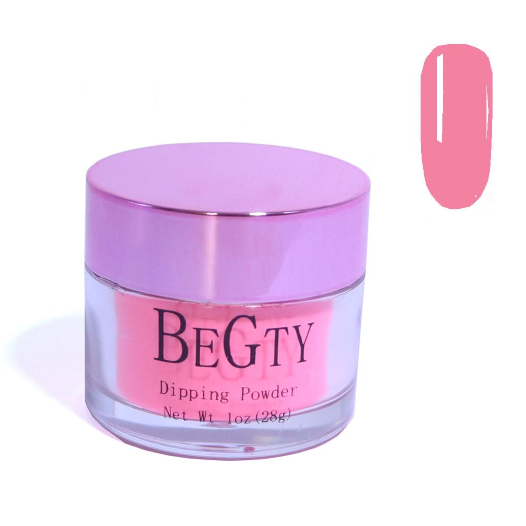 BEGTY Nail Dipping Powder French Nail Art Powder Pro Collection System for Starter Manicure Salon DIY at Home, Odor-Free, Long-Lasting, No Needed Nail Lamp Cured, 1 Oz (pink red 373#)