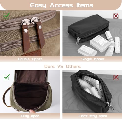 Canvas Dopp Kit Bag for Men - Water-Resistant Travel Toiletry Organizer