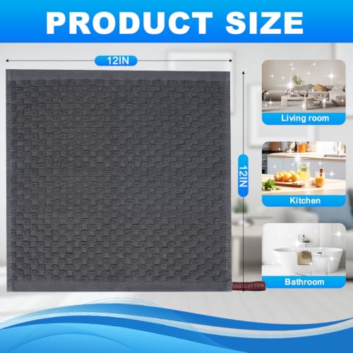 100% Cotton Washcloths 12x12 Inch 6 Pack Grey