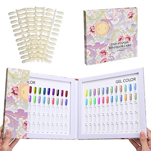 Noverlife 120 Nail Colors Display Book with 120 False Nail Tips, Nail Art Samples Color Swatches Cardboard, Nail Gel Polish Display Chart Nail Design Showcase for Manicure Salon Studio