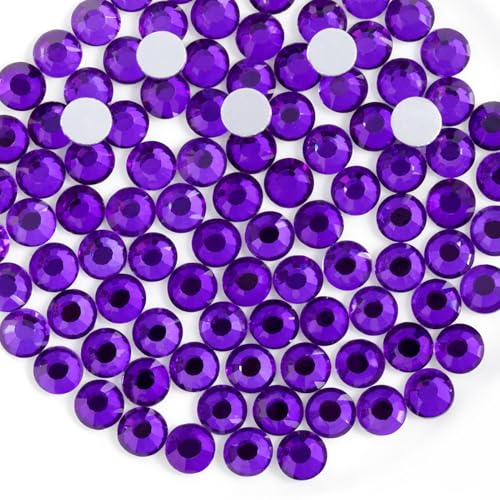 BEADSLAND Flat Back Crystal Rhinestones - Pure Purple SS20 Glass Gems (1440 Pcs)