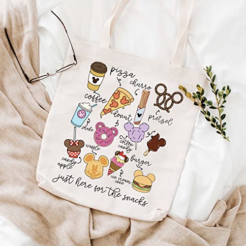 WCGXKO Lover Gift Family Vacation Gift Just Here For The Snacks Shopping Bag Tote Bag