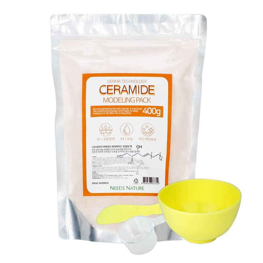 Modeling Mask with Ceramide for Face – NEEDS NATURE | Moisturizing & Barrier Repair Peel-Off Rubber Mask | Korean Skincare | Home Spa Treatment | 400g Powder Pack with Mixing Tools
