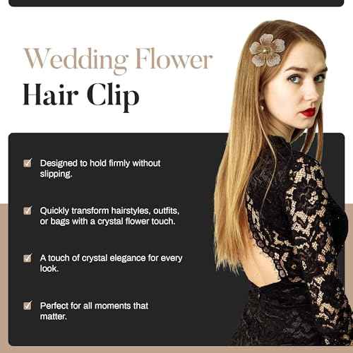 2.9 Inches Created Crystal Hibiscus Flower Hair Clips for Women | Headdress Bobby Pins Tropical Accessories for Women | Elegant Boho Braids Artificial Hawaiian Flower Clips for Woman Golden Yellow