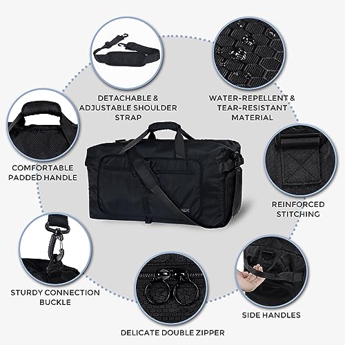 Fmeida 65L Foldable Duffel Bag with Shoe Compartment