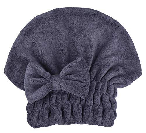 Qiafeiye Microfiber Hair Drying Towel Cap Super Absorbent Quick Dry Magic Hair Turban Wrap for Women Wet Short or Long Curly Thick Girls Hair Anti Frizz with Button Bathroom Essential (Red x1)