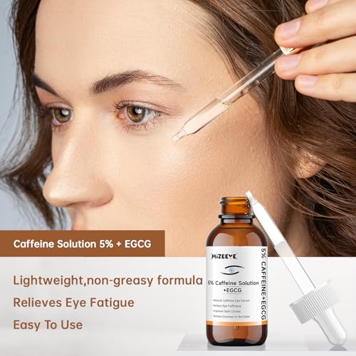 Caffeine Solution 5% + EGCG For Face, 30ML 2 PCS Moisturizing Caffeine Eye Serum For Dark Circles & Puffiness, Anti-aging Caffeine Serum.