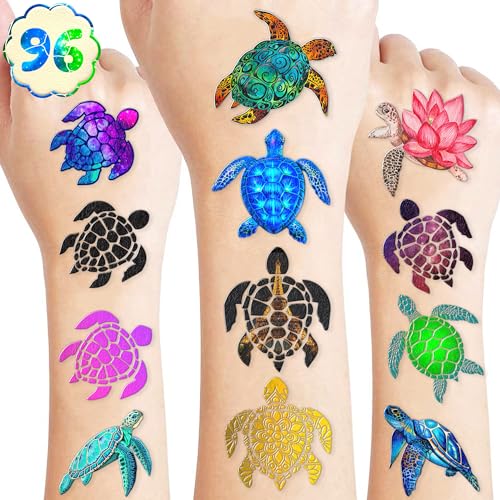 96 Pre-Cut Sea Turtle Temporary Tattoos for Kids