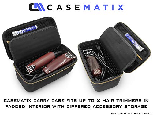 CASEMATIX Black Travel Case for Hair Clippers, Trimmers & Accessories – Holds 2 Corded/Wireless Clippers