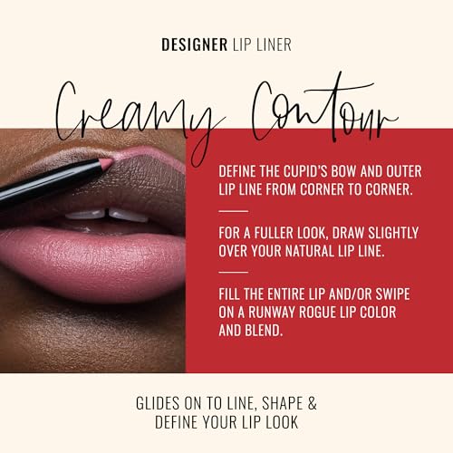 Runway Rogue Pearl Glam Liquid Lipstick + Liner Kit, Long-Wear Gold and Rose Shimmer Liquid Lipstick, 'Go See', Designer Liner Matte Blush Pink Lip Liner, 'It's a Wrap'