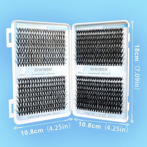 640PCS Eyelash Clusters 30D+40D+50+60D Volume Lash Clusters Wispy Individual Lashes D Curl Fluffy Lash Extension 9-16mm DIY Natural Cluster Eyelash Extensions for Beginners