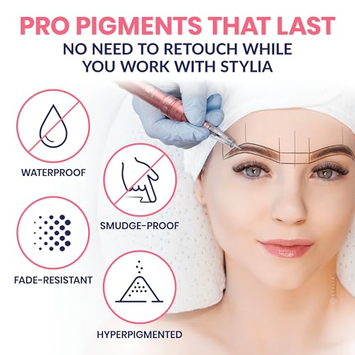 Stylia Waterproof Eyebrow Pencils For Women ? Long-Lasting Microblading Supplies Brow Pencil, Perfect for Eyebrow Shaper, Filling & Defining Natural-Looking Brow - (12PC in 5 Colors)
