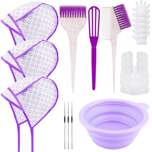 YOOVR 19pcs Hair Bleach Highlight Kit with Dye Brush and Frosting Caps