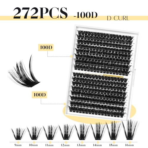 LANKIZ DIY Lash Extensions, 72pcs Wispy Lash Clusters,16mm Individual Lashes, Soft & Natural Cluster Eyelash Extensions