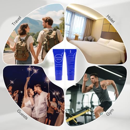 Disposable Shaving Cream for Men, Small Bottle Individually Wrapped Mini Shave Cream in Bulk, Travel Size Toiletries Amenities Vacation for Hotel, Shelter/Homeless/Nursing/Charity 0.34oz (Pack of 60)