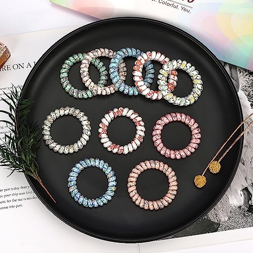 JessLab Spiral Hair Ties for Ladies, 10-Pack Elastic Hair Ties, Cute Plastic Coil Hair Ties, No-Damage Hair Accessory for Women and Children with Thick or Thinning Hair, Mix Color 2