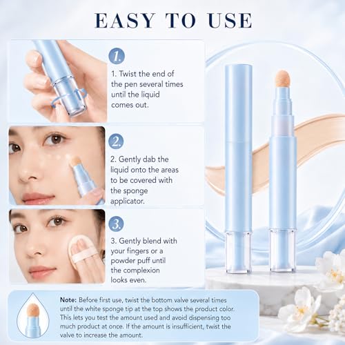 2-in-1 Liquid Foundation & Concealer Pen for Dark Circles