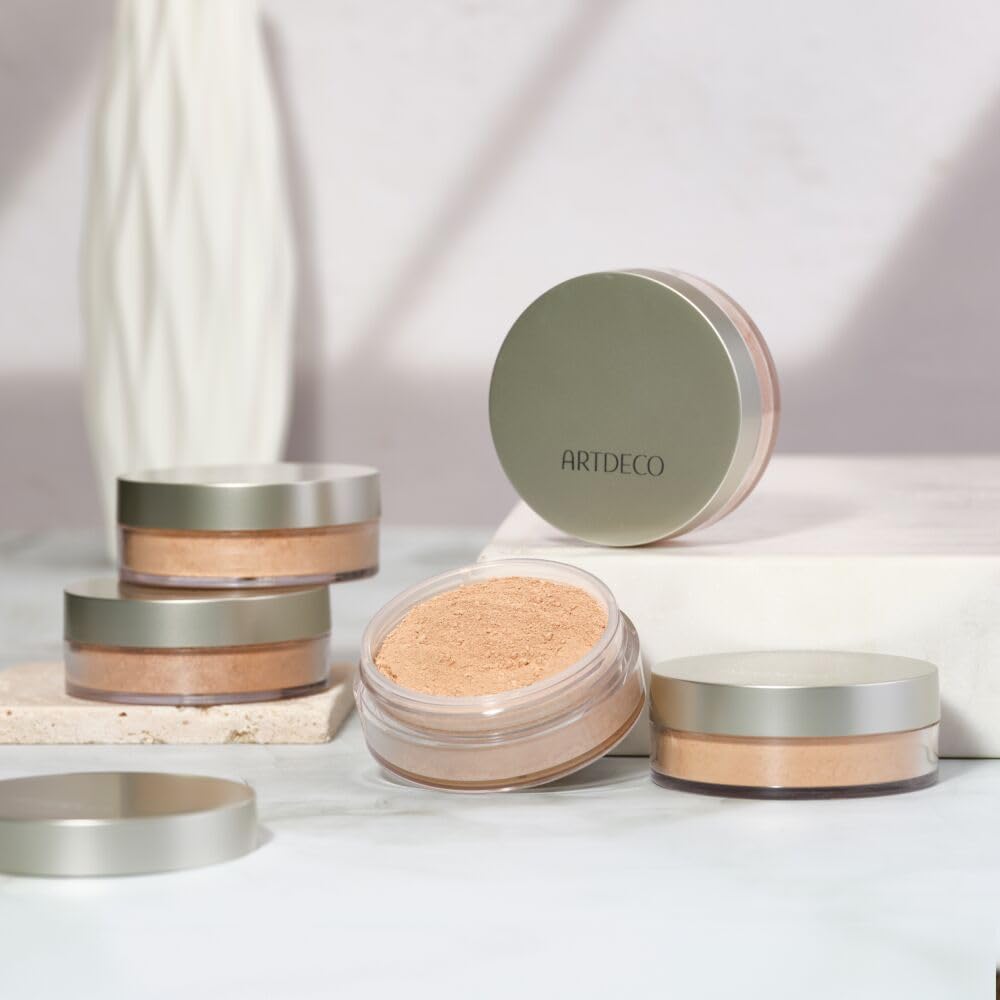 ARTDECO Mineral Powder Foundation - honey – loose setting powder for a smooth & matte finish - medium coverage - perfect for sensitive & oily skin - makeup with zinc & magnesium - vegan - 0.53 Oz