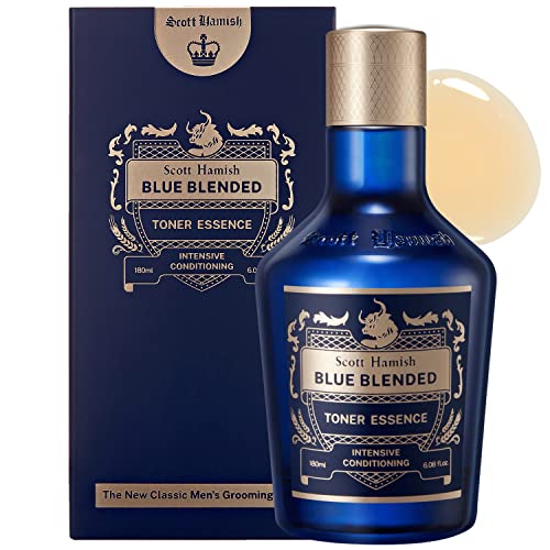 Scott Hamish Blue Blended Toner Essence - Men Facial Toner Essence with Hyaluronic Acid & Amino Acid - Hydrating Toner Restore Vitality ? All in One Face & Aftershave, 6.09 fl.oz.
