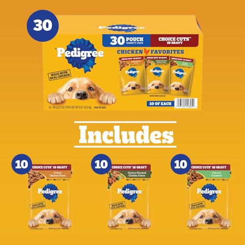 Pedigree Choice Cuts in Gravy Adult Soft Wet Dog Food 30-Count Variety Pack, 3.5 oz. Pouches