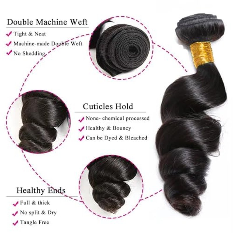 #1B Loose Deep Wave Human Hair Bundles 26" 3-Pack