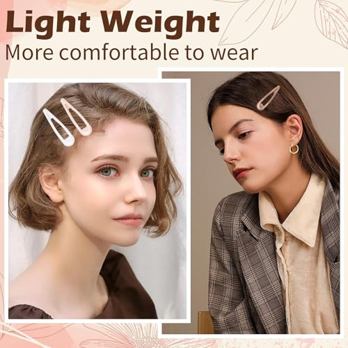 Gingbiss 50Pcs Snap Hair Clips for Women - Silicone Coated Metal Barrettes
