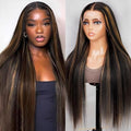 Fiumer 20-Inch Ombre Lace Front Wig Human Hair 1B/30 Highlights