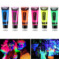 Glow in the Dark Face Body Paint,Washable Neon Face Body Paint,Black Light Face Makeup for Party Halloween Christmas Cosplay Masquerade Etc 0.48oz Set of 6 Tubes(6 colors)