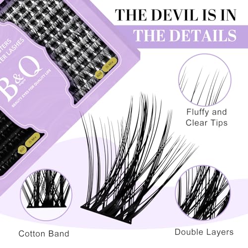 Lash Clusters 208 PCS Cluster Lashes Individual Lashes B37+B28 Eyelash Extensions 10-18mm DIY Lash Extensions D Curl Volume Wispy Soft Comfortable Band False Lashes (D-10-18MIX,B37+B28)