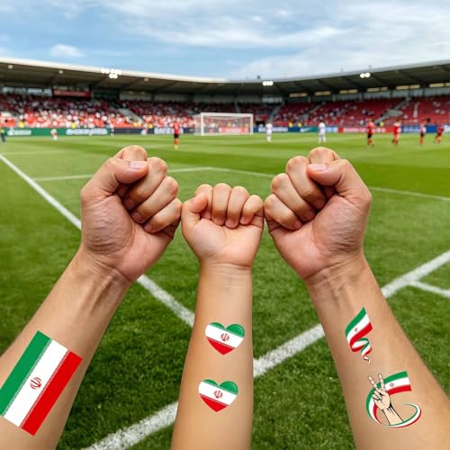 40 Pcs Iran Flag Temporary Tattoos, Waterproof Face Stickers