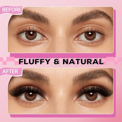 FADLASH Lash Clusters Kit Natural D Curl Eyelash Cluster Volume Lashes Extensions with Lash Bond and Seal Lash Tweezers for Beginners (30D+40D+50D+60D+80D+100D)