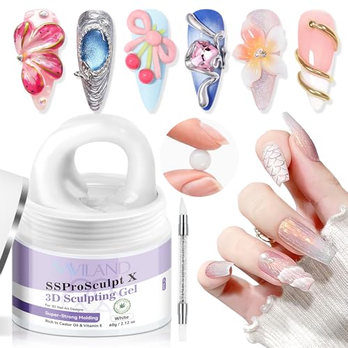 SAVILAND White 3D Nail Gel - Strong Sculpting, No Wipe, Long-Lasting Nail Art