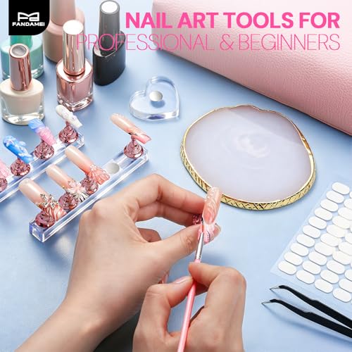 Fandamei Magnetic Press On Nail Stand Kit with Resin Palette & Tools
