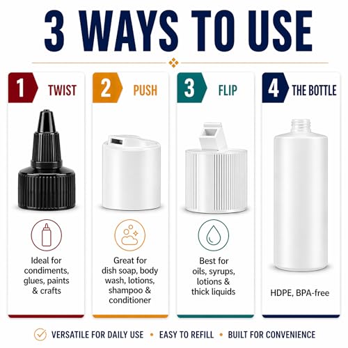 Bar5F 1 Liter Plastic Bottles 3-Pack with 9 Caps