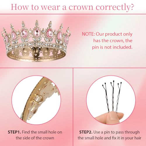 Sparkly Rhinestone Tiara for Women, Queen Crown & Princess Hair Accessory