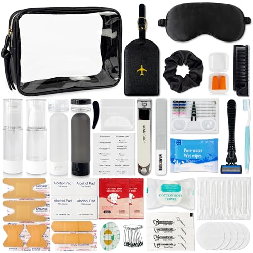 32-Piece Travel Toiletry Kit with TSA Bottles & Emergency Supplies