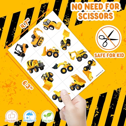 96 Pcs Construction Truck Temporary Tattoos for Kids