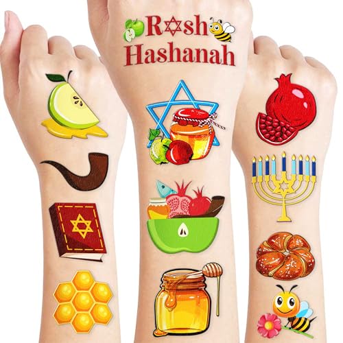 Rosh Hashanah Temporary Tattoos for Kids 102PCS Shana Tova Party Supplies Decorations Jewish New Year Festival Themed Favors Cute Holy Day Carnival Tattoos | Ideal Gifts & Prizes for Boys & Girls