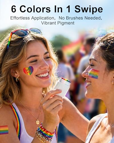 2 Pack Rainbow Pride Face Paint Stick - Water-Based & Skin-Safe