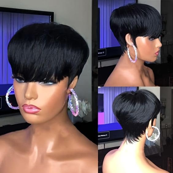 100% Virgin Human Hair Pixie Cut Wig - Short Layered
