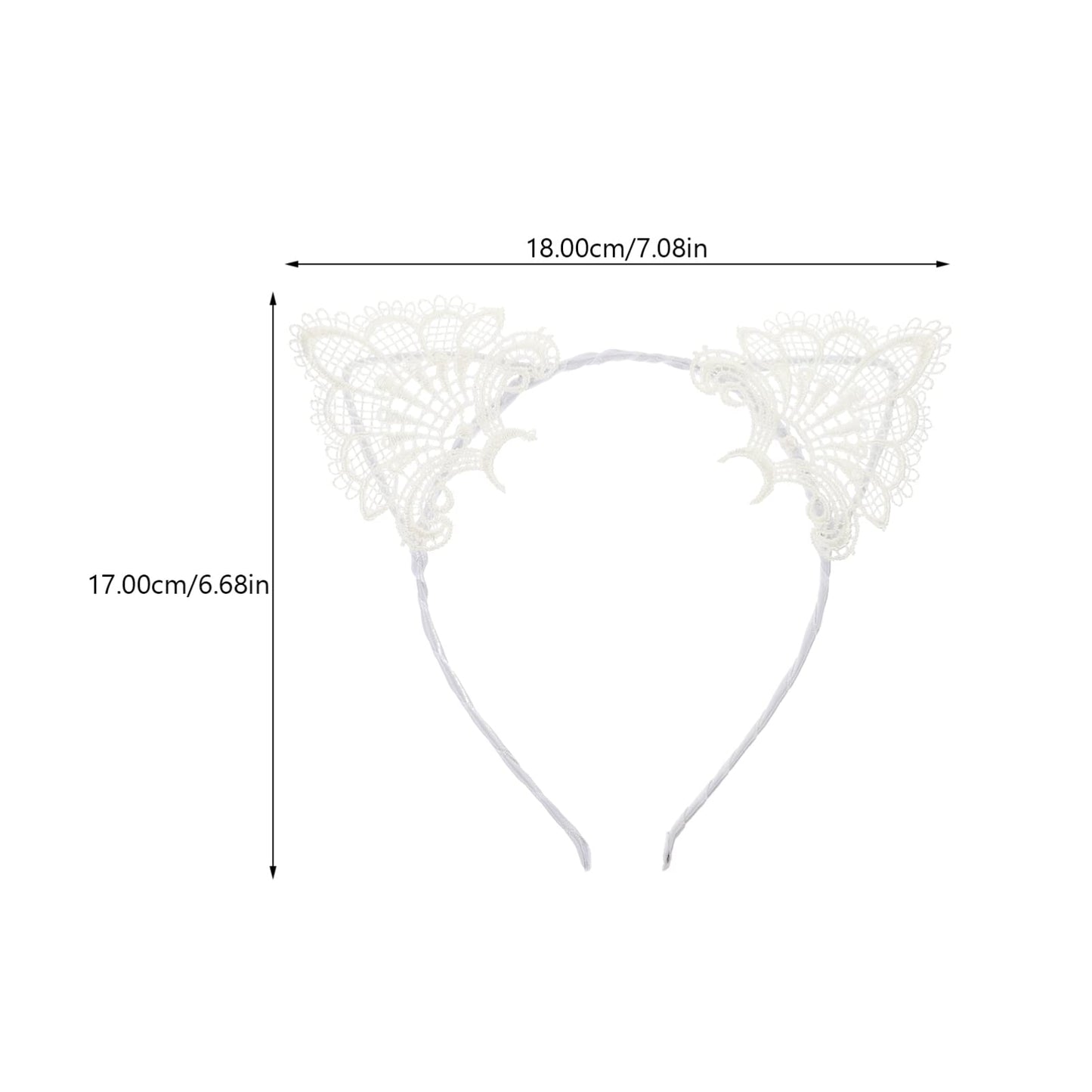 3pcs Cat Ear Headbands Hollow Lace Design Hair Bands Hallowen Cosplay Costume for Women White