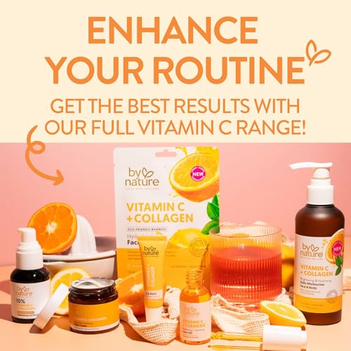 By Nature Gel Face Moisturizer - 10% Vitamin C + Collagen Peptide Moisturizer for Face and Neck - Energize and Hydrate Dull Skin + Fade Dark Spots - Dry Skin Face moisturizer Gel