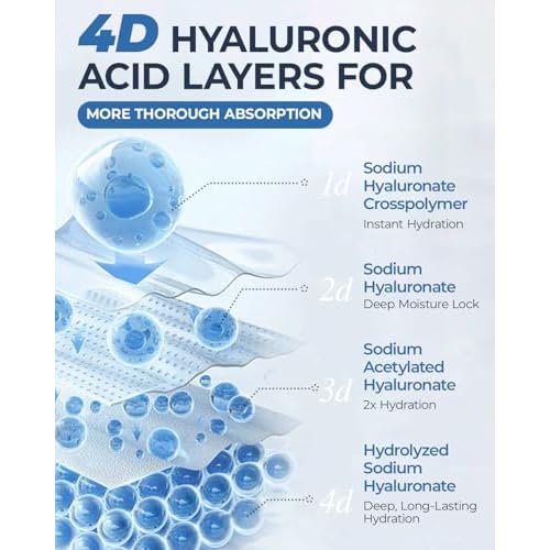 6 Pack Hyaluronic Acid & Collagen Face Mask ? Hydrating, Fine Lines & Soothing Sheet Masks for Sensitive Skin Facial Masks, Natural Face Masks Skincare