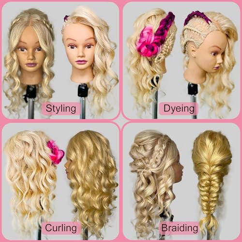 24" Human Hair Mannequin Head | 100% Real Hair Blonde