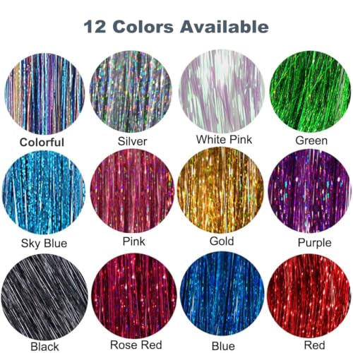 Blue Hair Tinsel Extensions Kit for Girls - Glitter Hair Strands & Tools