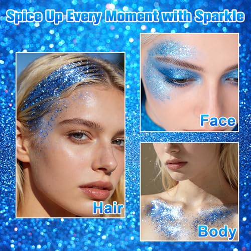 Blue Holographic Glitter Stick - Waterproof Shimmer for Face & Body
